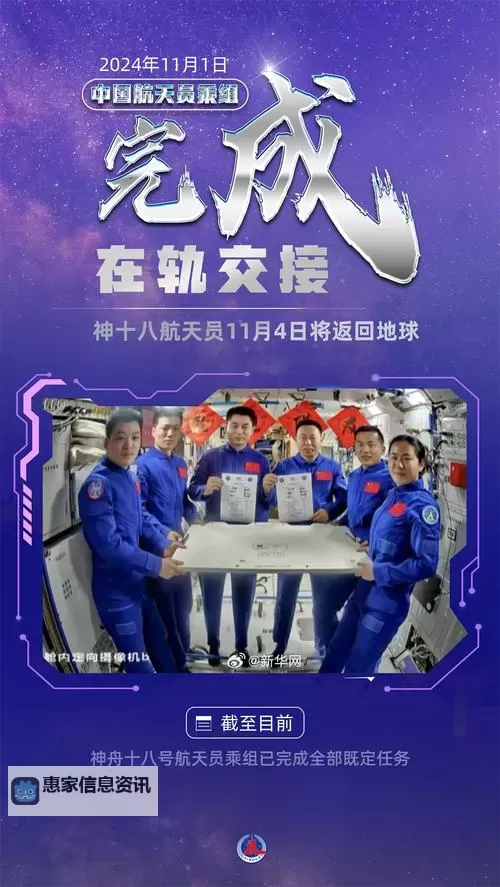 中国航天员完成在轨交接 迈出空间站建设新步伐图1