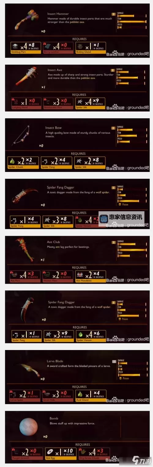 《禁闭求生》中文配方合成表图1